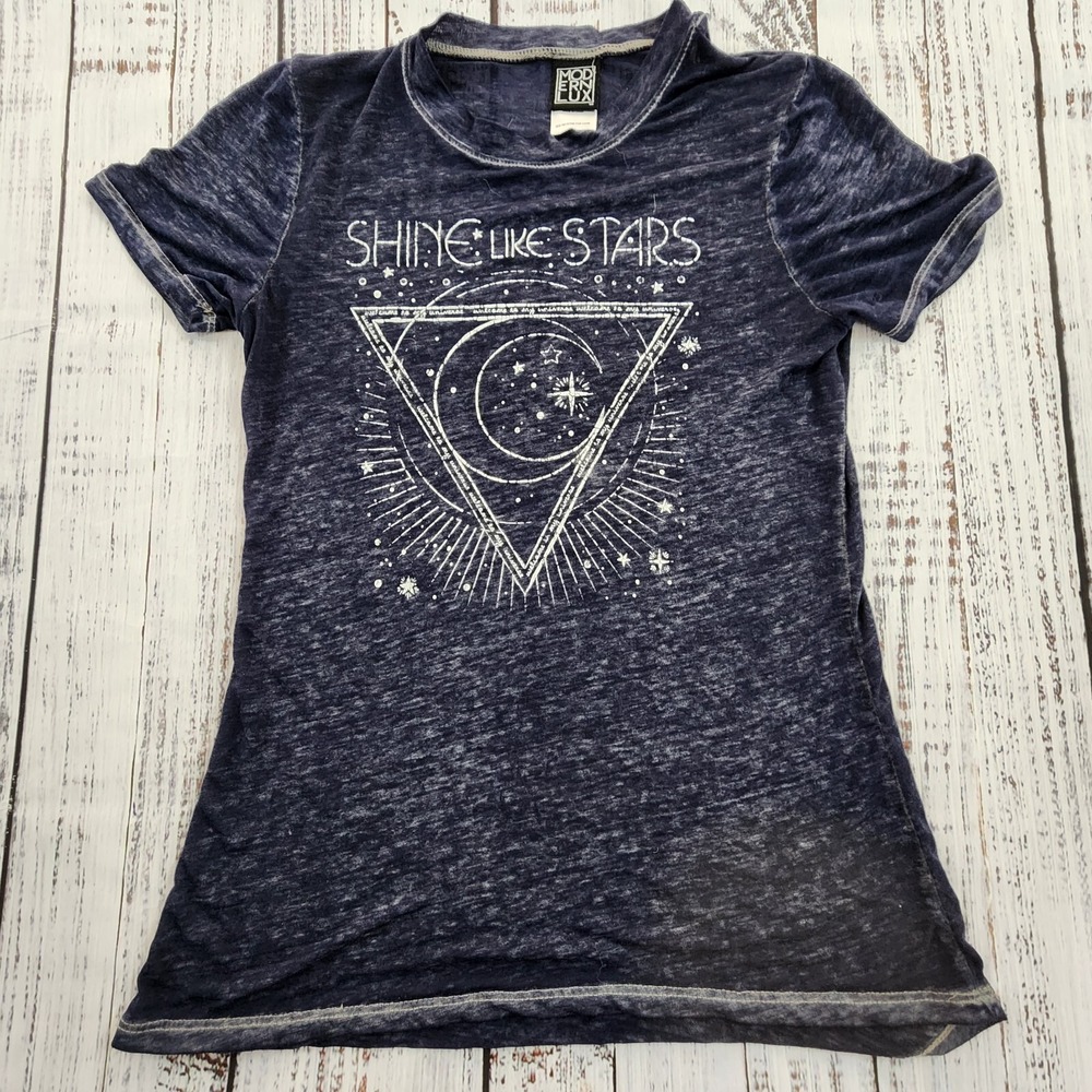 Shine Like‎ Stars Modern Lux Blue Burn Out T-Shirt Women's XS